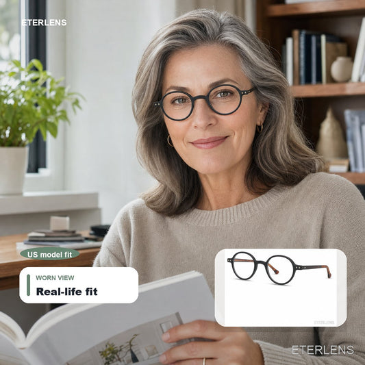 Round Blue Light Progressive Readers - US model lifestyle