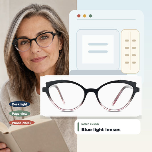 Cat-Eye Geometric Blue Light Readers - Natural function scene