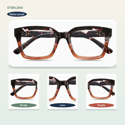 Minimalist Business Blue Light Desk & Phone Readers - Frame detail callouts