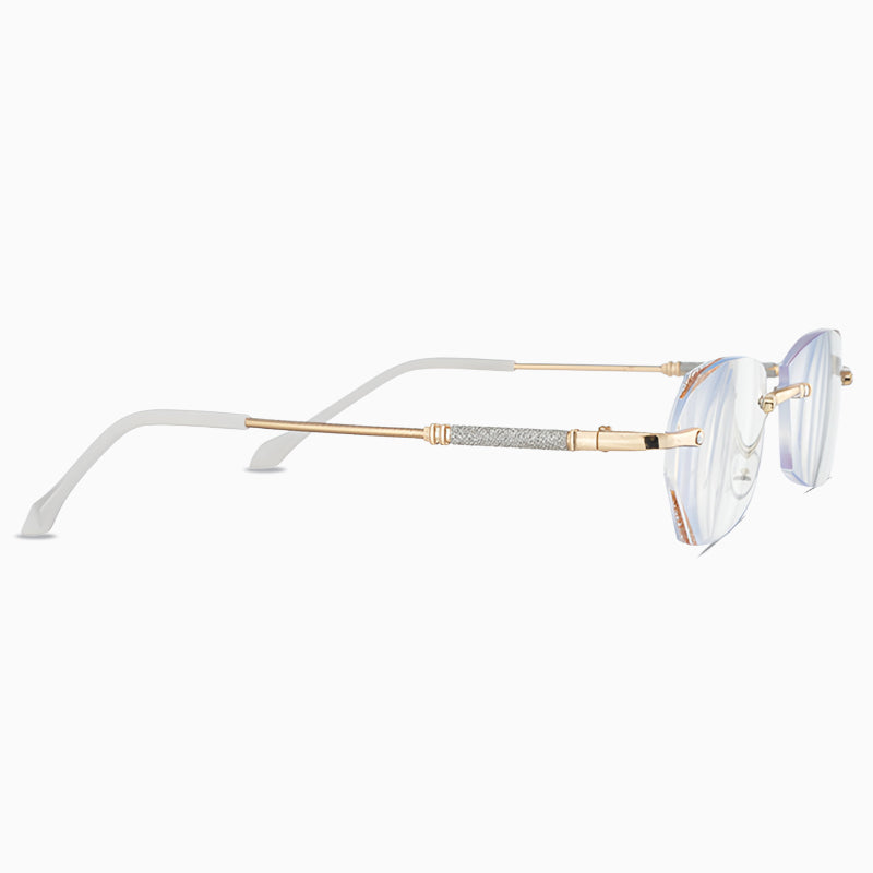 Geometric Metal Rimless Blue Light Readers – detail