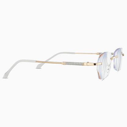 Geometric Metal Rimless Blue Light Readers – detail