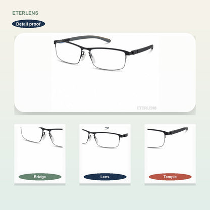 Square Blue Light Progressive Readers - Frame detail callouts