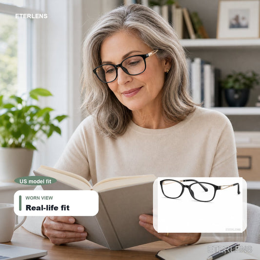 Square Blue Light Desk & Phone Readers - US model lifestyle
