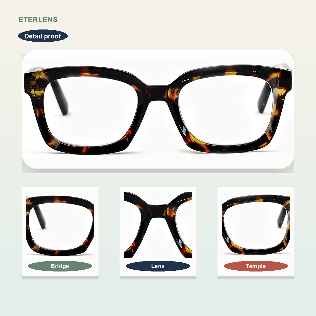 Square Business Blue Light Readers - Frame detail callouts