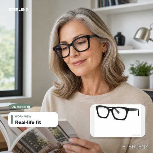 Minimalist Business Blue Light Progressive Readers - US model lifestyle